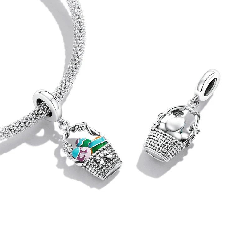 Liora Atelier Easter Basket with Colorful Eggs Dangle Charm
