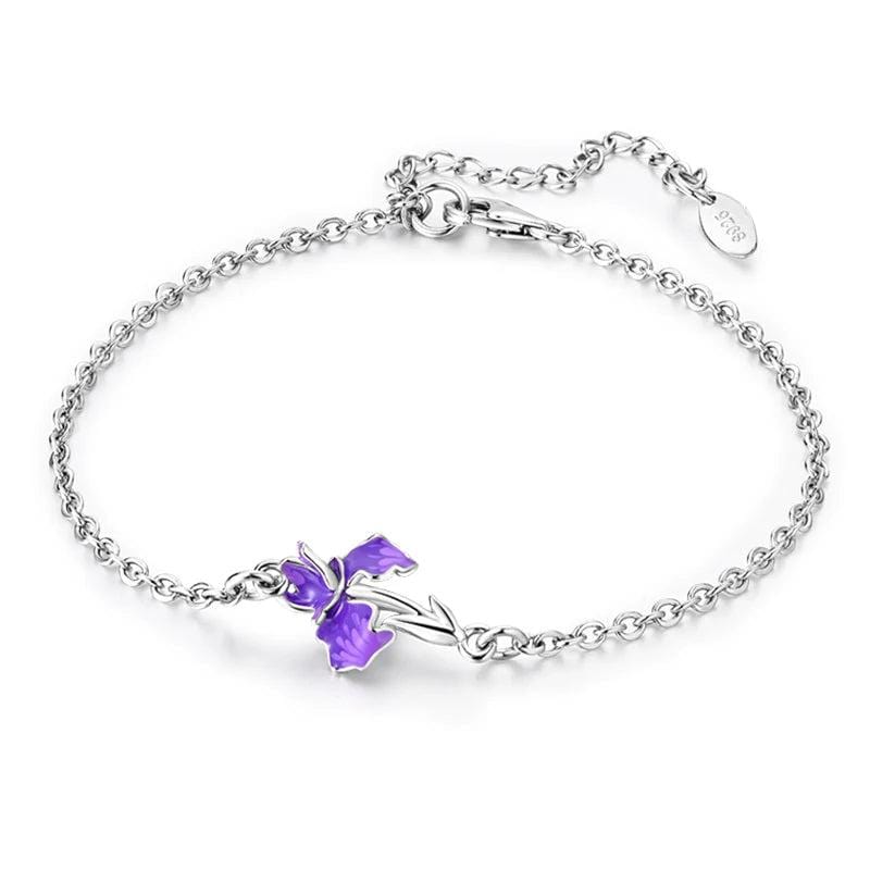 Liora Atelier Elegant Purple Orchid Charm Bracelet
