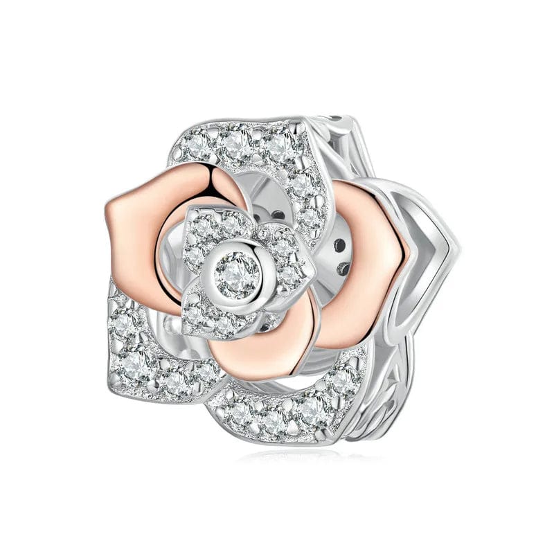 Liora Atelier Elegant Rose Gold Bloom with Sparkling Crystal Petals Charm
