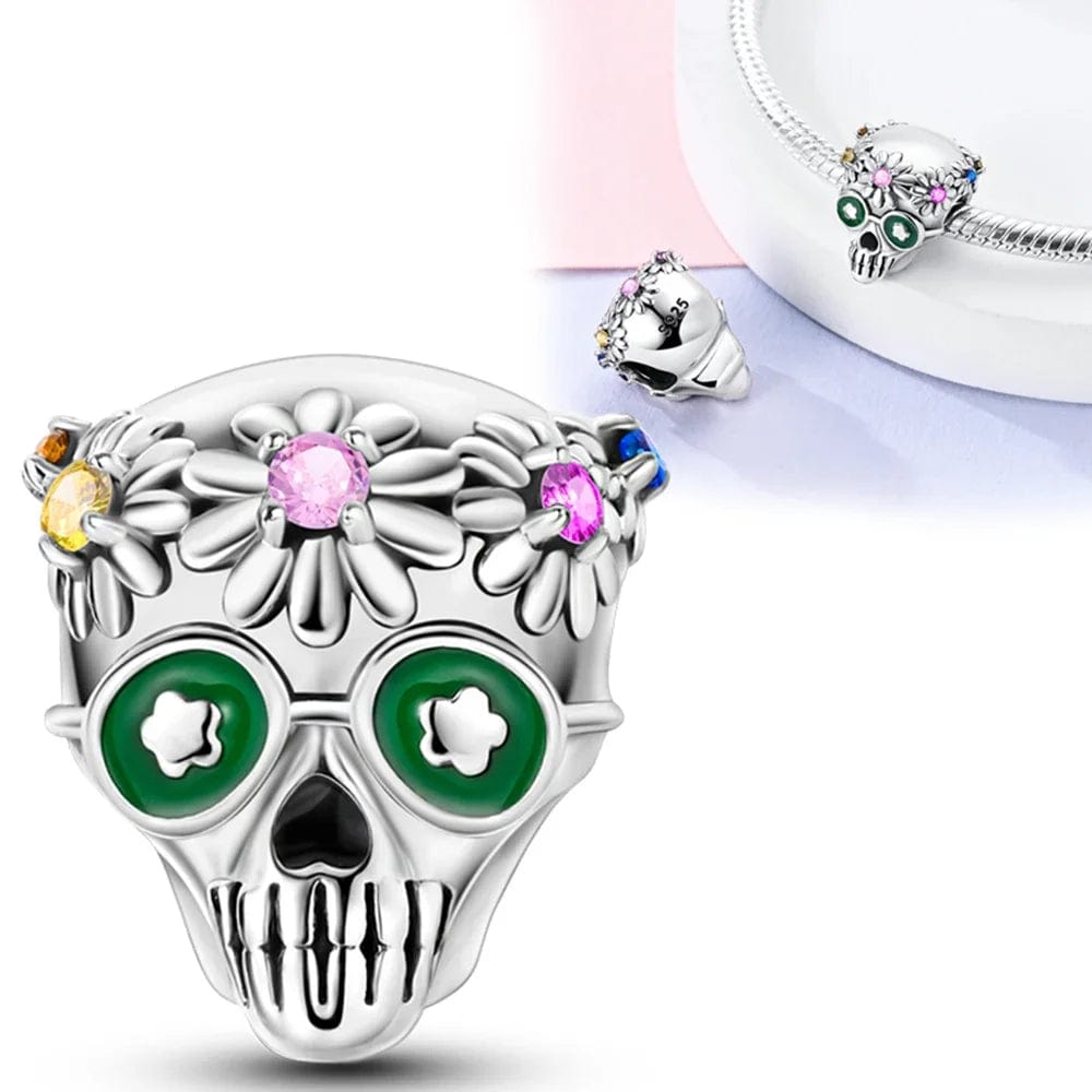 Liora Atelier Evil Eyes Skull with Flowers Charm