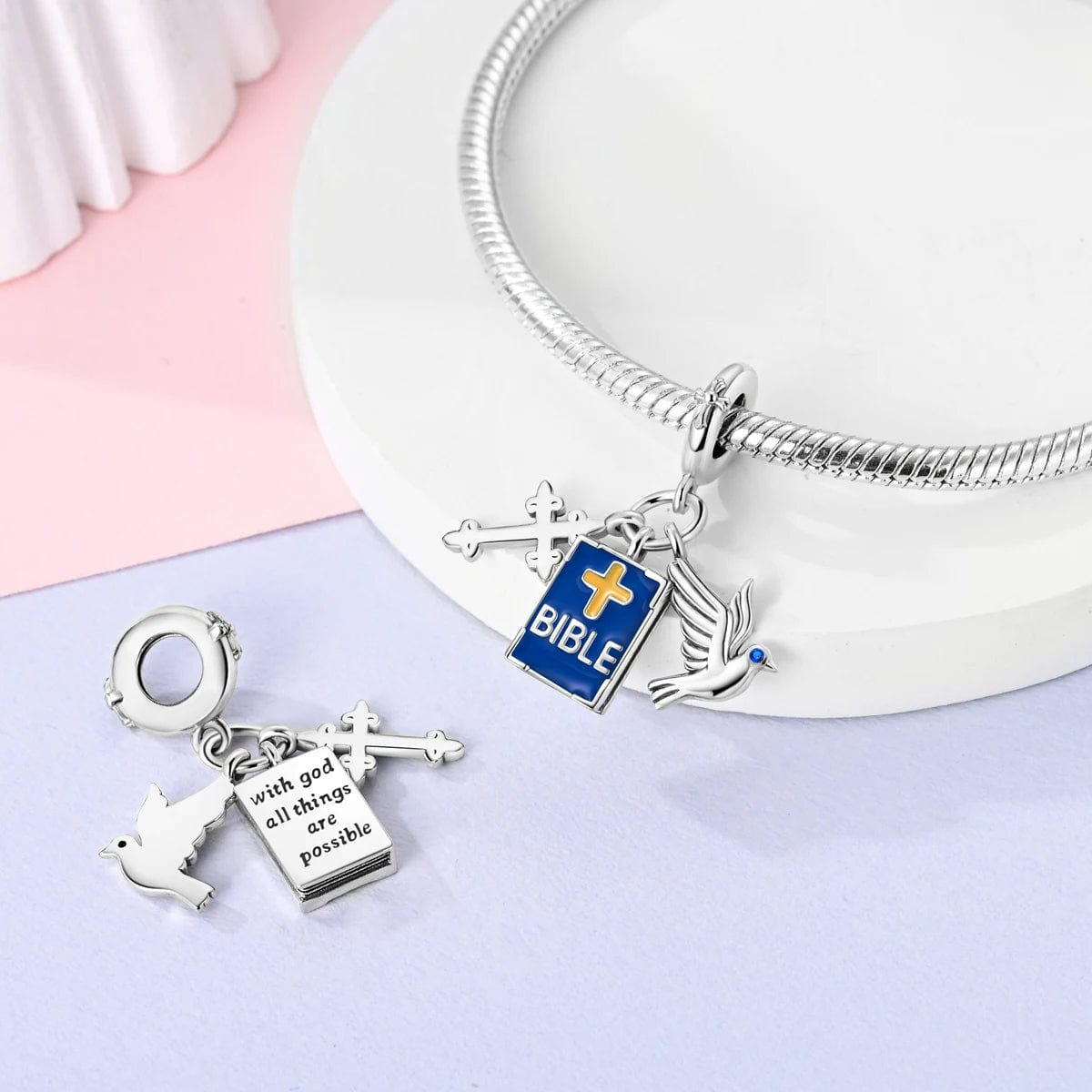 Liora Atelier Faithful Bible Charm with Cross & Dove