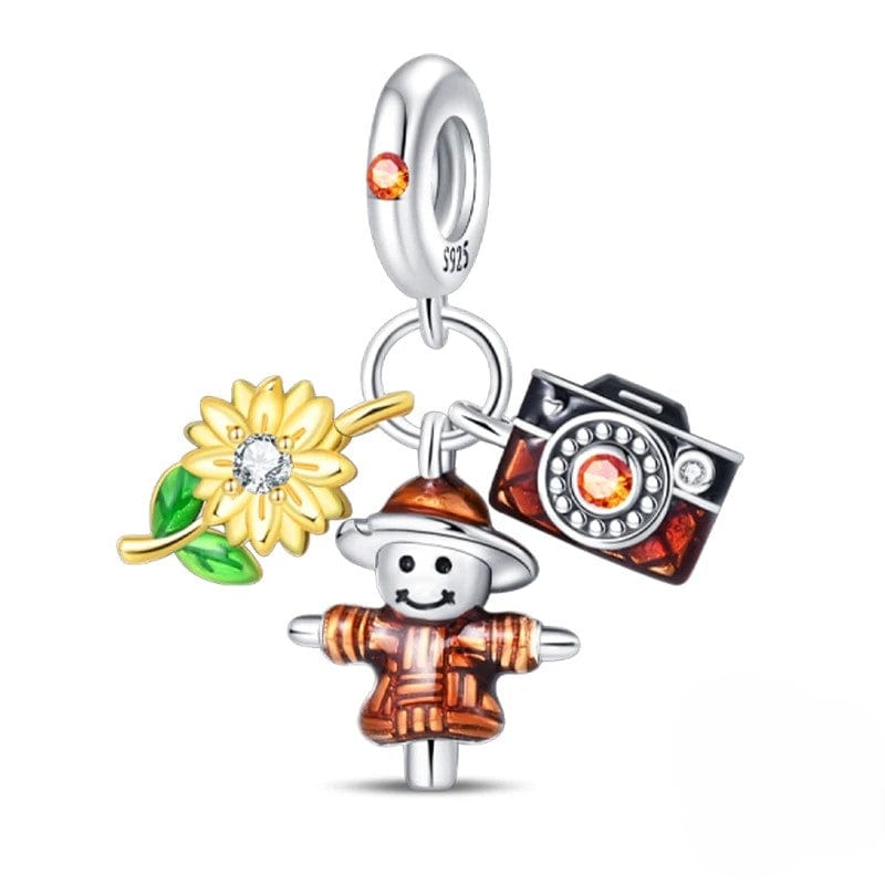 Liora Atelier Farm Life Scarecrow, Sunflower, and Camera Charm