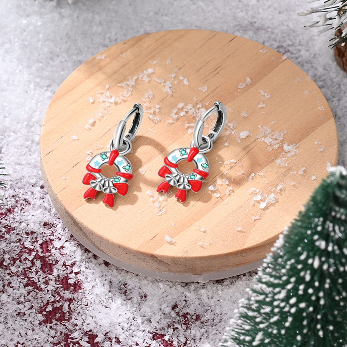Liora Atelier Festive Holiday Wreath & Bell Earrings