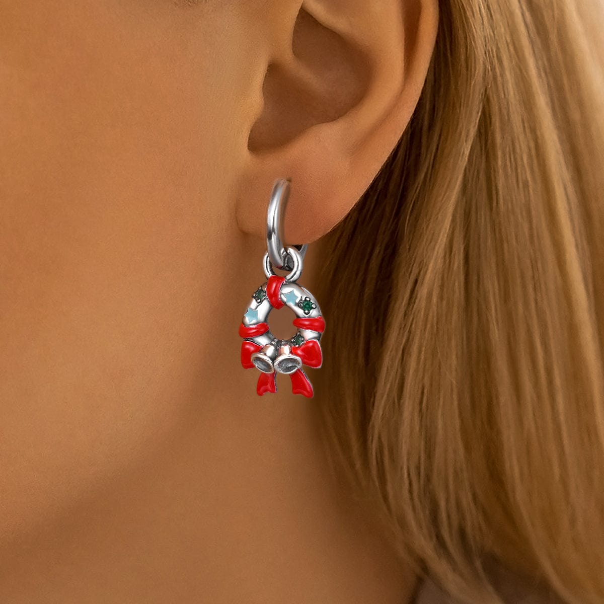 Liora Atelier Festive Holiday Wreath & Bell Earrings