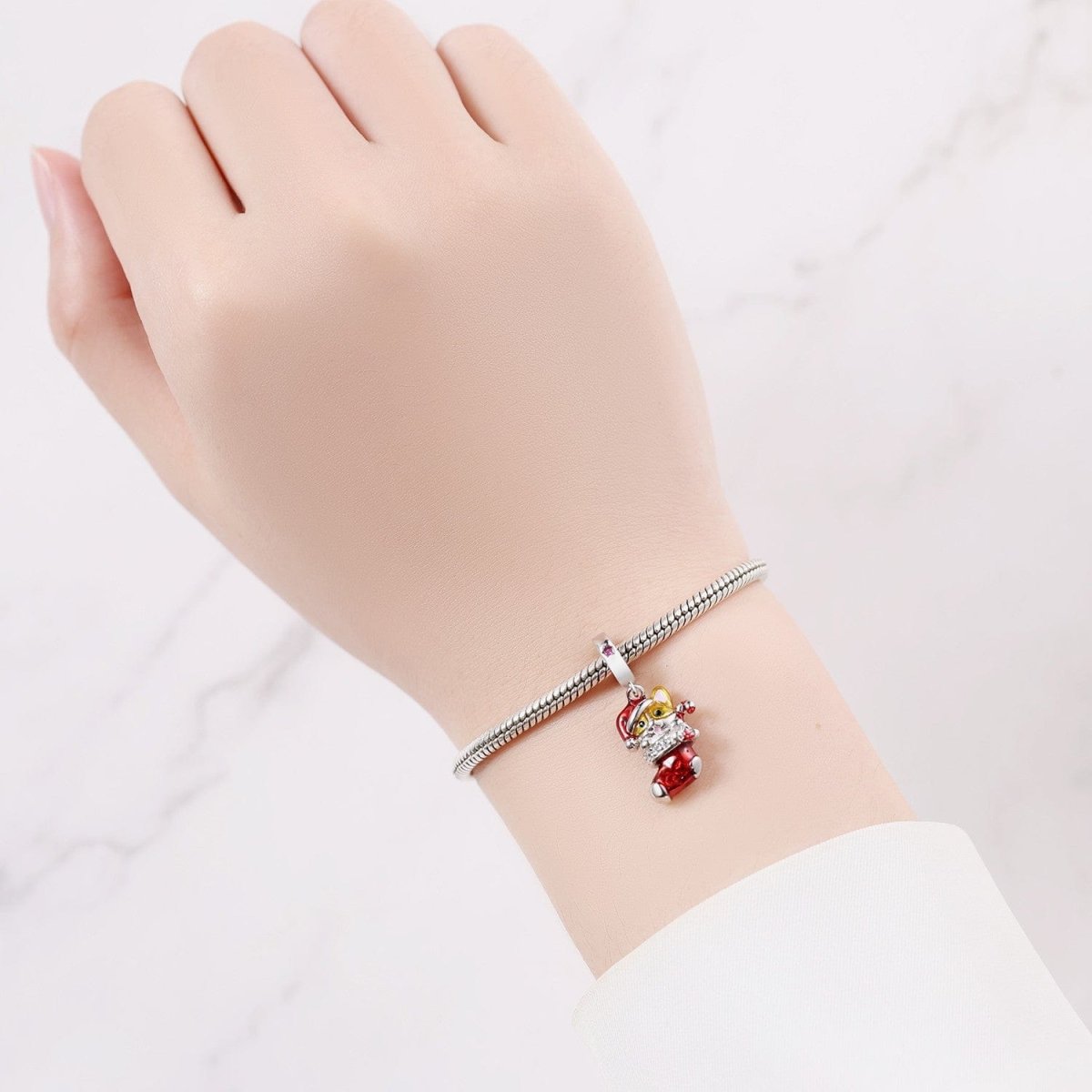 Liora Atelier Festive Santa Cat in Stocking Charm