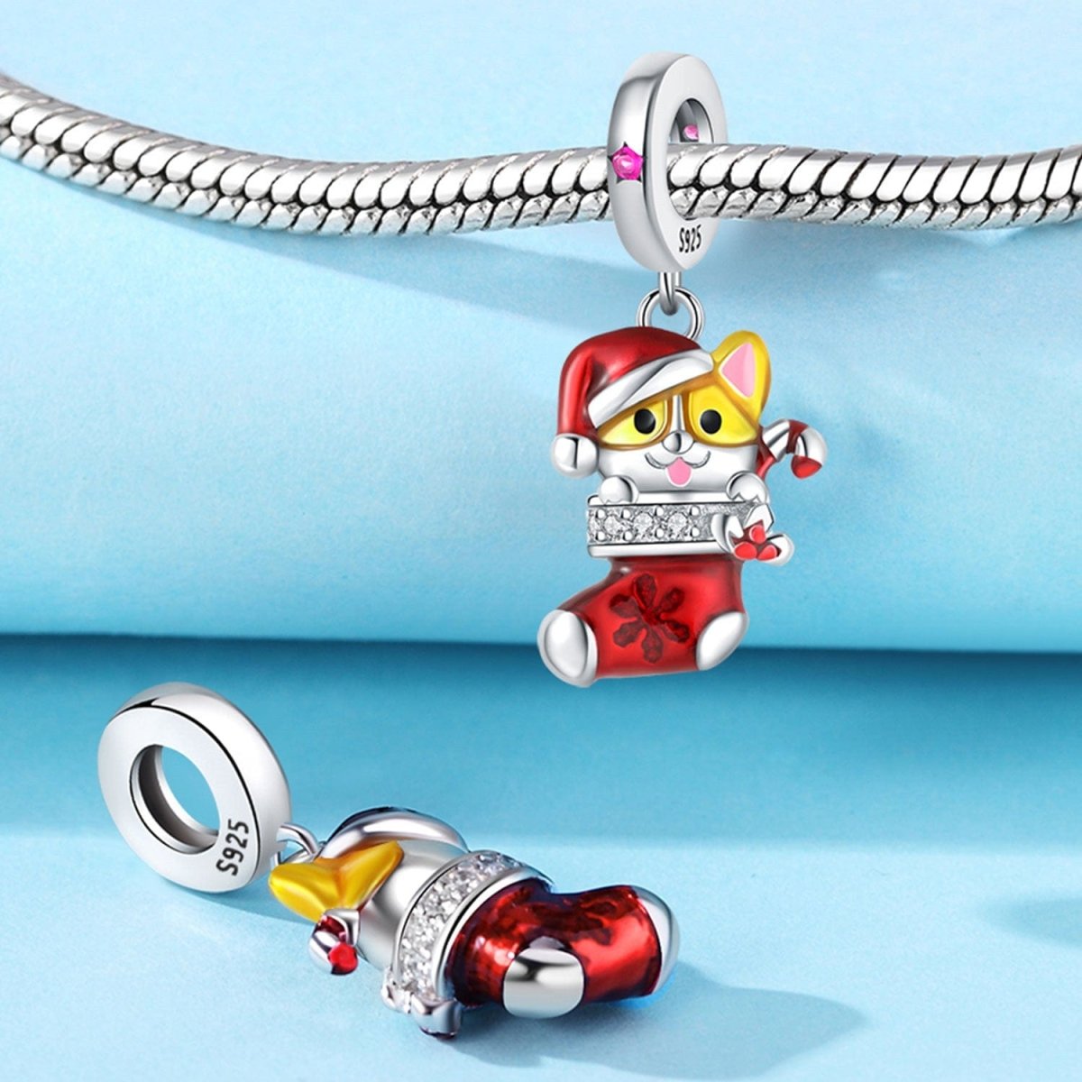 Liora Atelier Festive Santa Cat in Stocking Charm