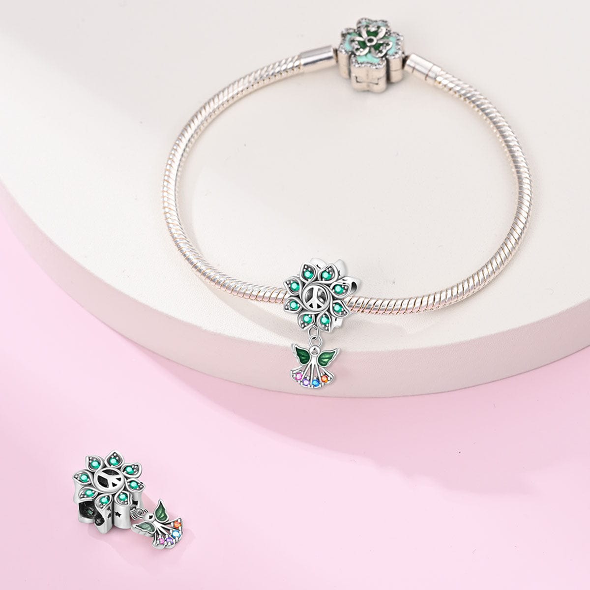 Liora Atelier Flower Peace Symbol & Angel Harmony Charm