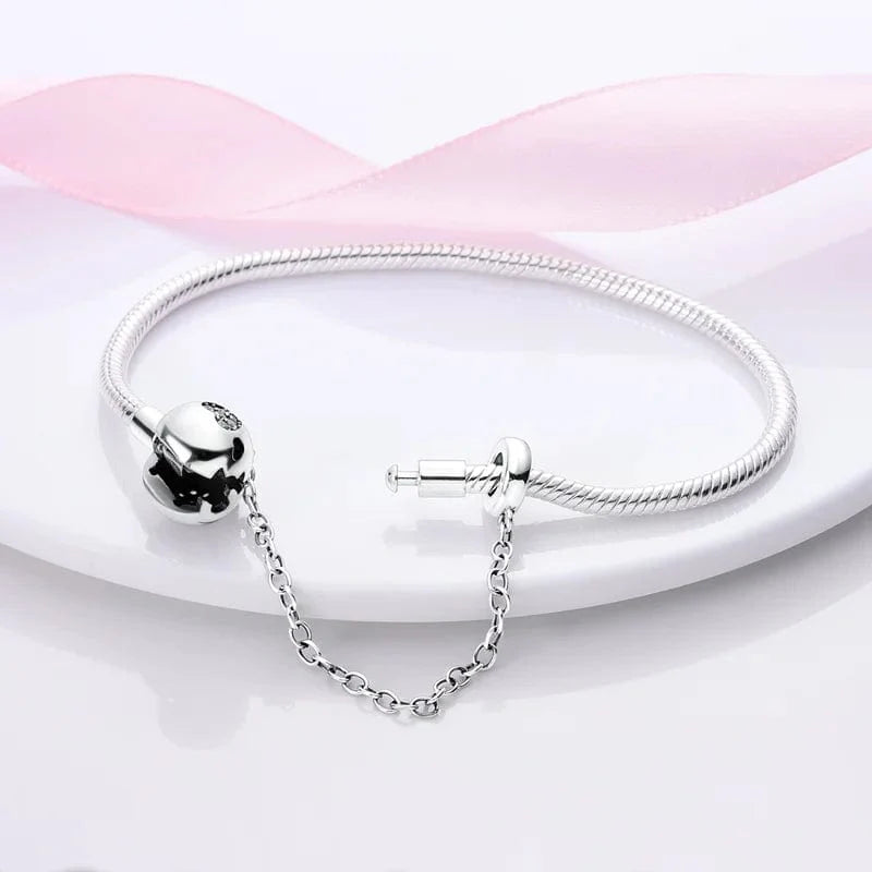Liora Atelier Forever Snake Chain Bracelet with Heart Clasp and Safety Chain