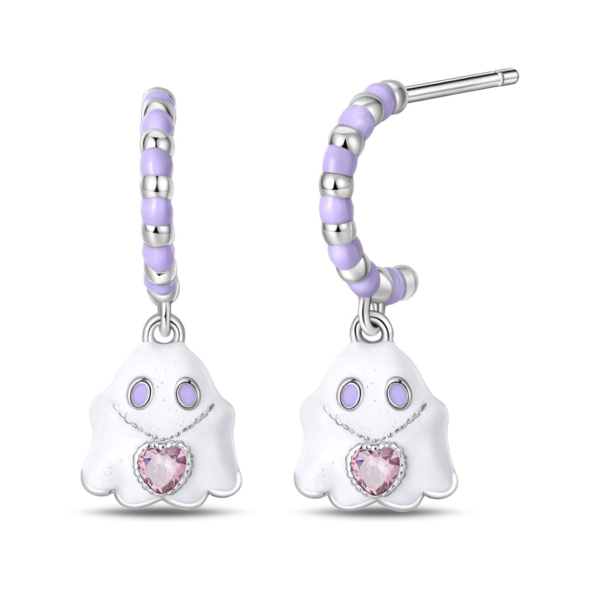Liora Atelier Ghost Hoop Earrings with Heart Gemstone