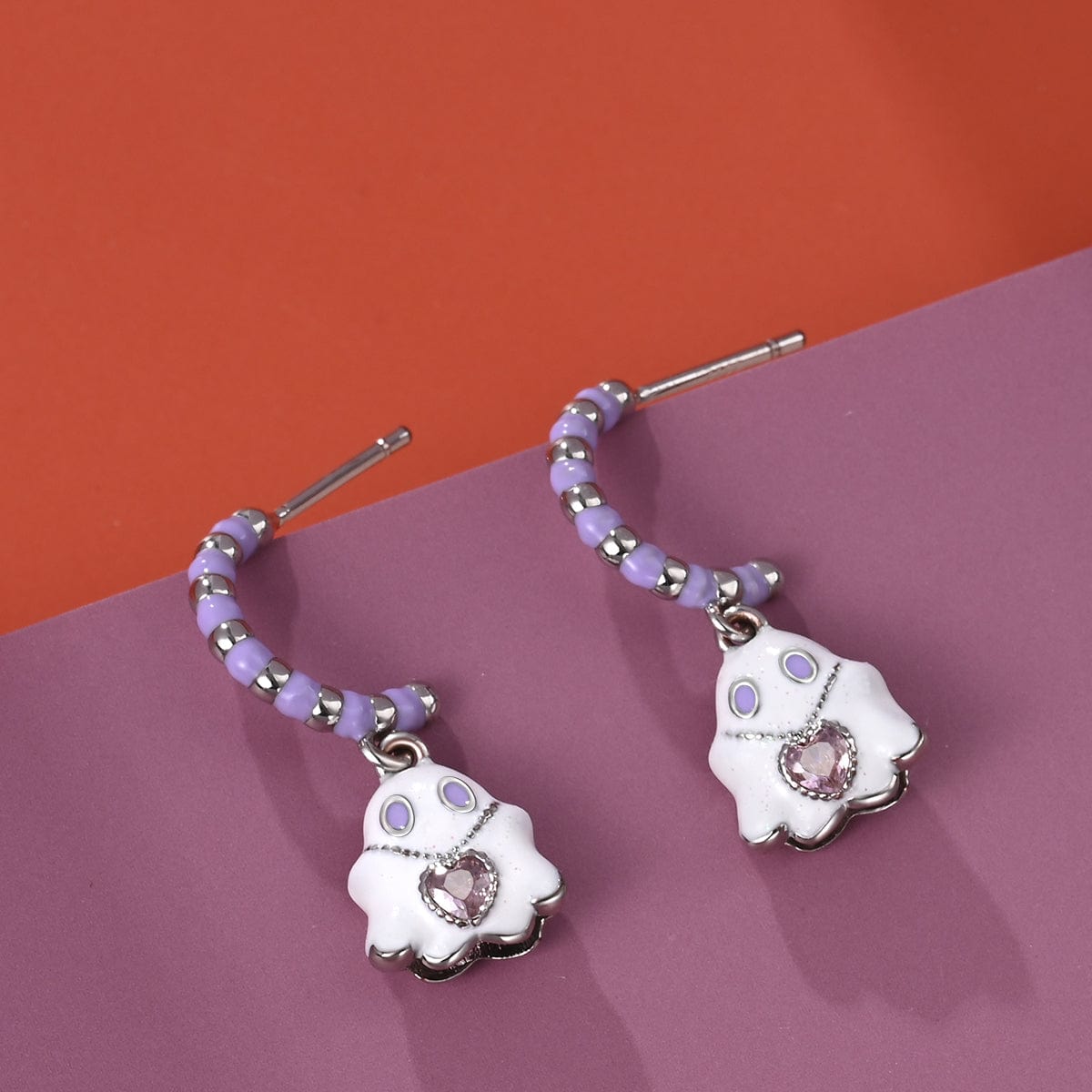 Liora Atelier Ghost Hoop Earrings with Heart Gemstone