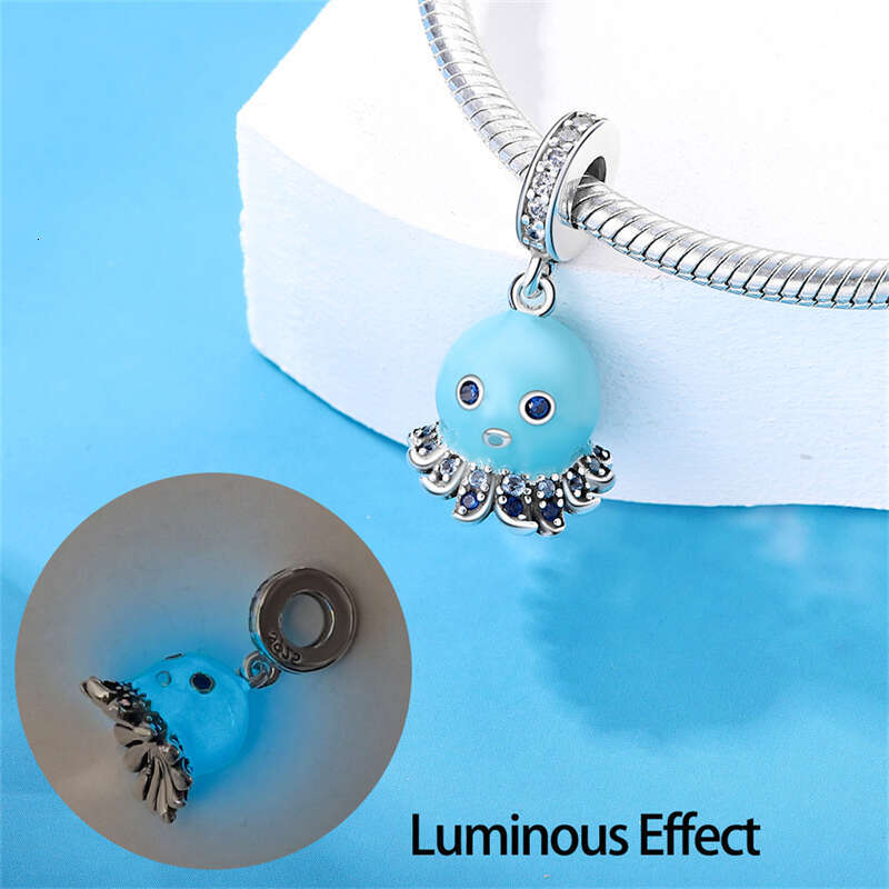 Liora Atelier Glow in the Dark Blue Octopus Pulpo Dangle Charm
