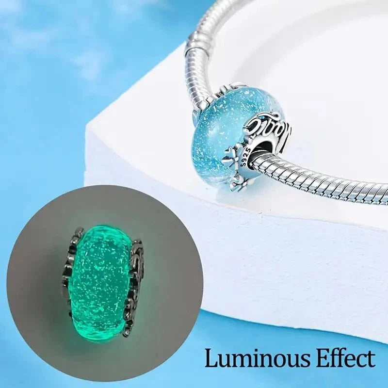 Liora Atelier Glow in the Dark Luminous Blue Murano Charm