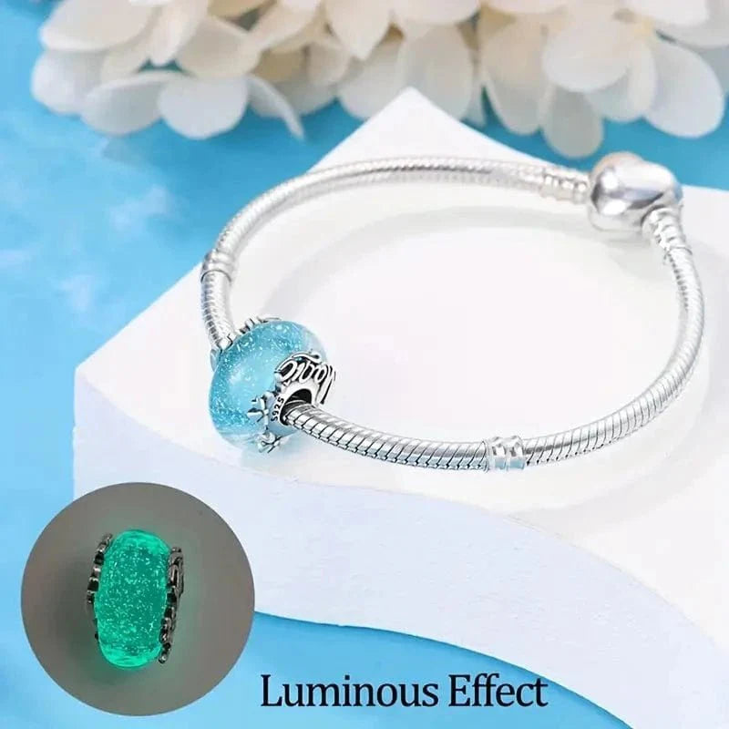 Liora Atelier Glow in the Dark Luminous Blue Murano Charm