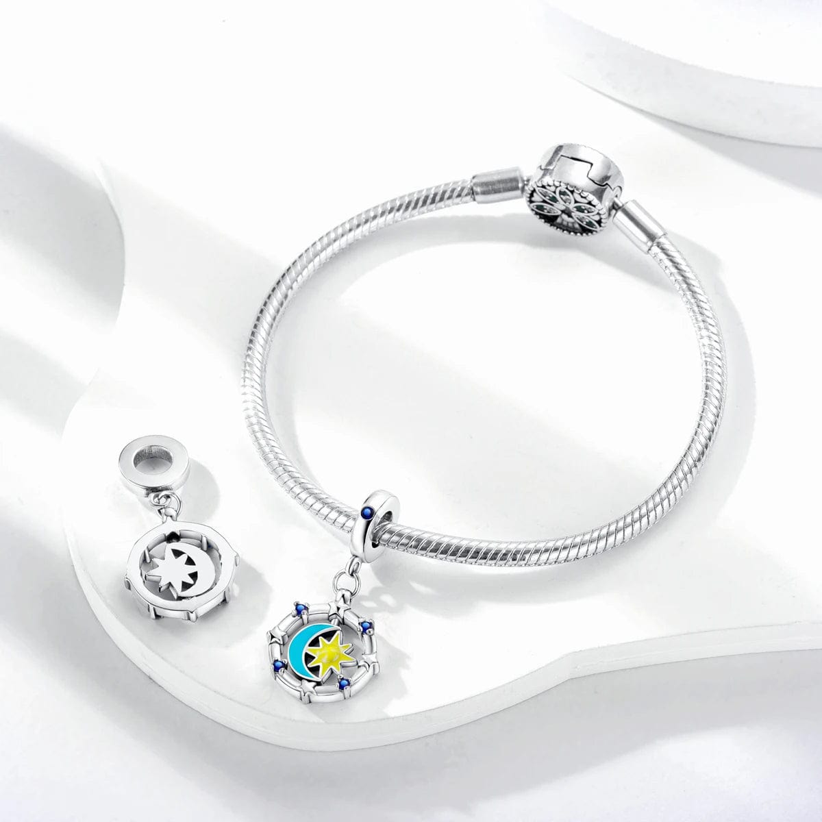 Liora Atelier Glow in the Dark Luminous Moon and Sun Spinner Dangle Charm