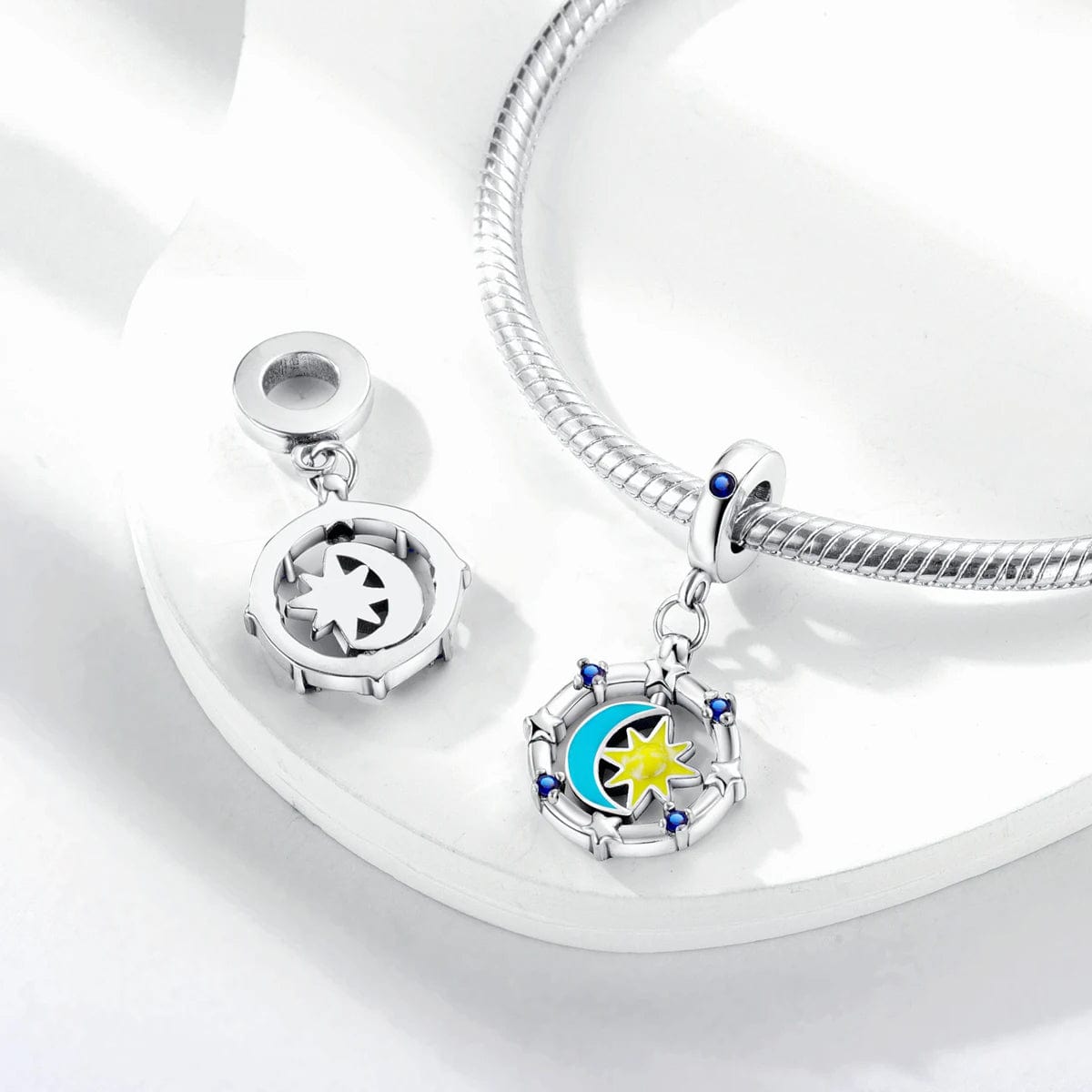 Liora Atelier Glow in the Dark Luminous Moon and Sun Spinner Dangle Charm