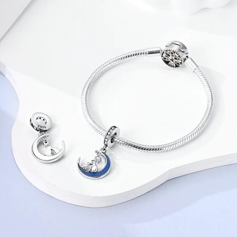 Liora Atelier Glow in the Dark Luminous Moon Cat Dangle Charm