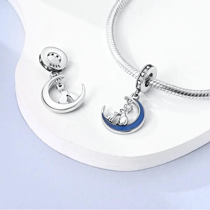 Liora Atelier Glow in the Dark Luminous Moon Cat Dangle Charm