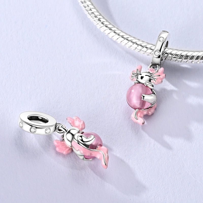 Liora Atelier Glow in the Dark Luminous Pink Axolotl Dangle Charm