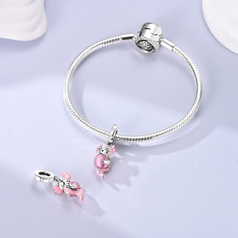 Liora Atelier Glow in the Dark Luminous Pink Axolotl Dangle Charm