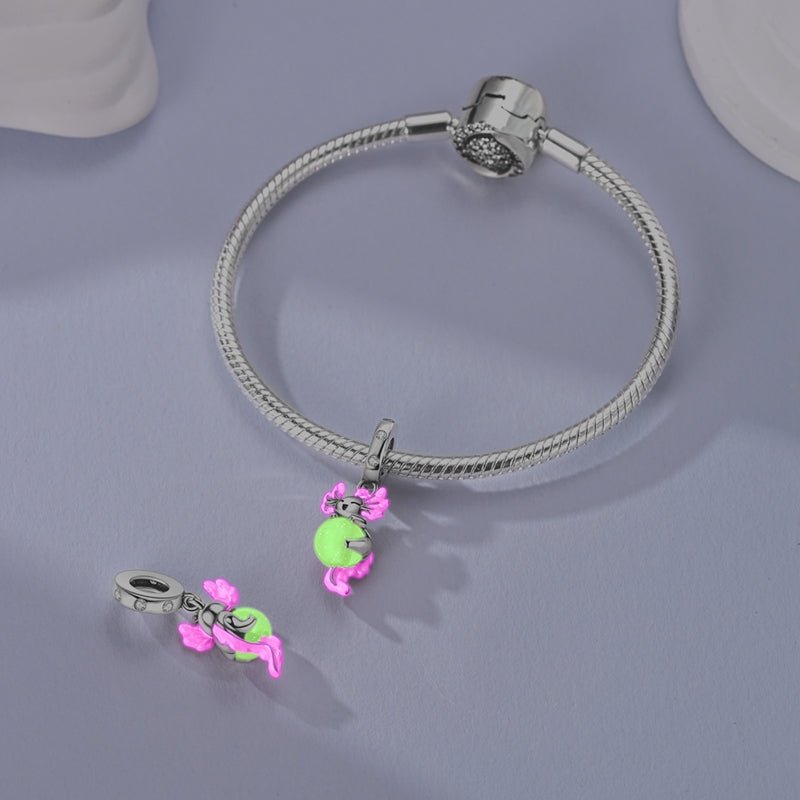 Liora Atelier Glow in the Dark Luminous Pink Axolotl Dangle Charm