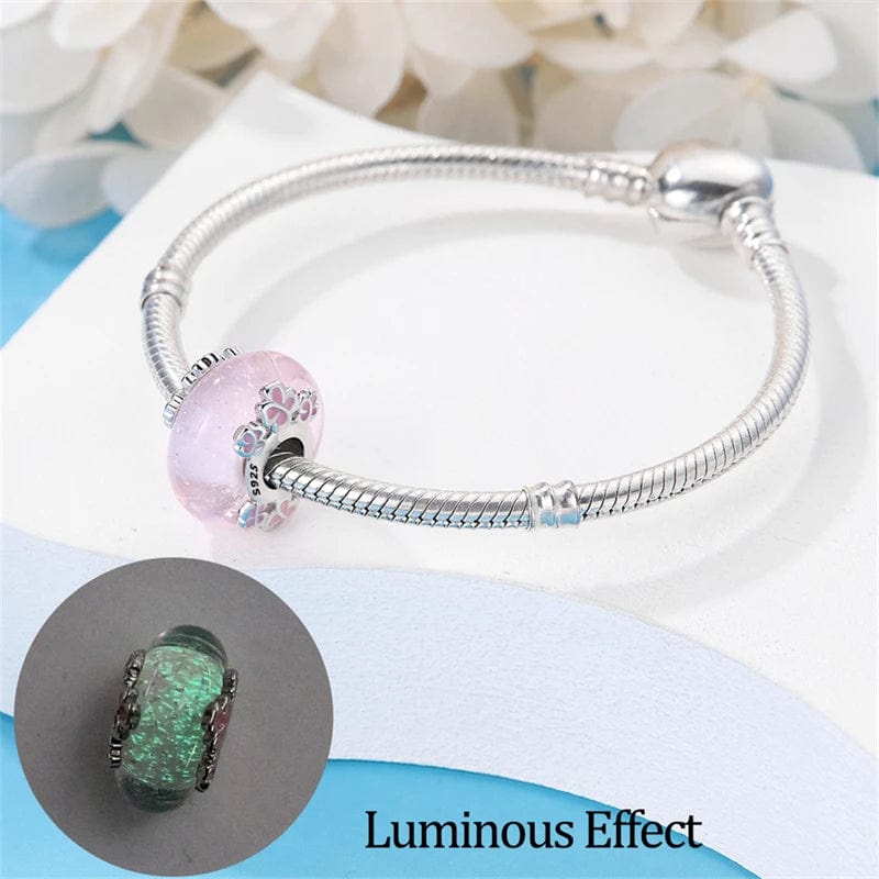 Liora Atelier Glow in the Dark Luminous Pink Murano Charm