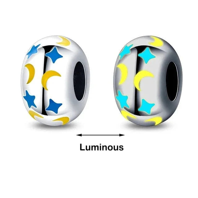 Liora Atelier Glow in the Dark Luminous Stars & Moon Round Charm