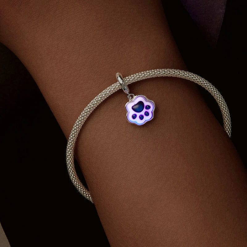 Liora Atelier Glow in the Dark Pink Paw Print Dangle Charm