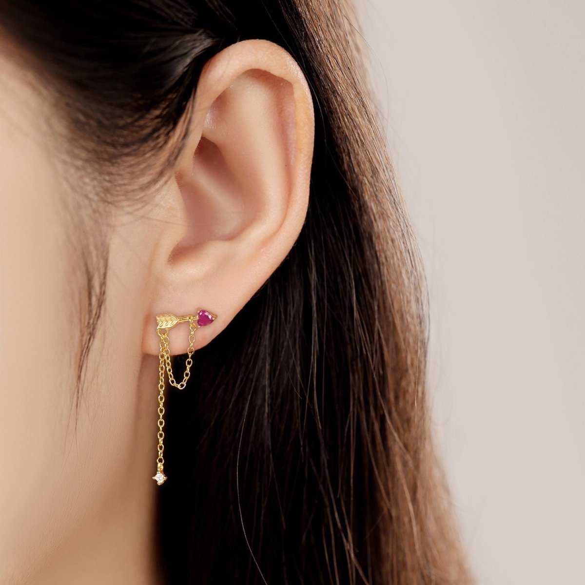 Liora Atelier Golden Cupid Arrow Chain Earrings