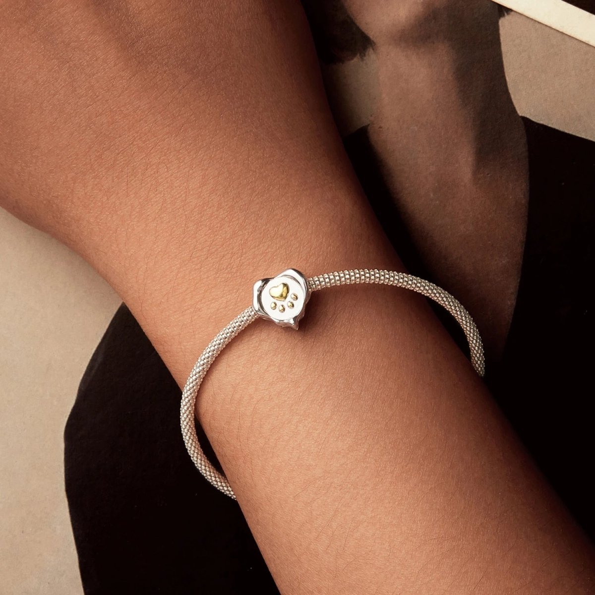 Liora Atelier Golden Paw Print Heart Charm