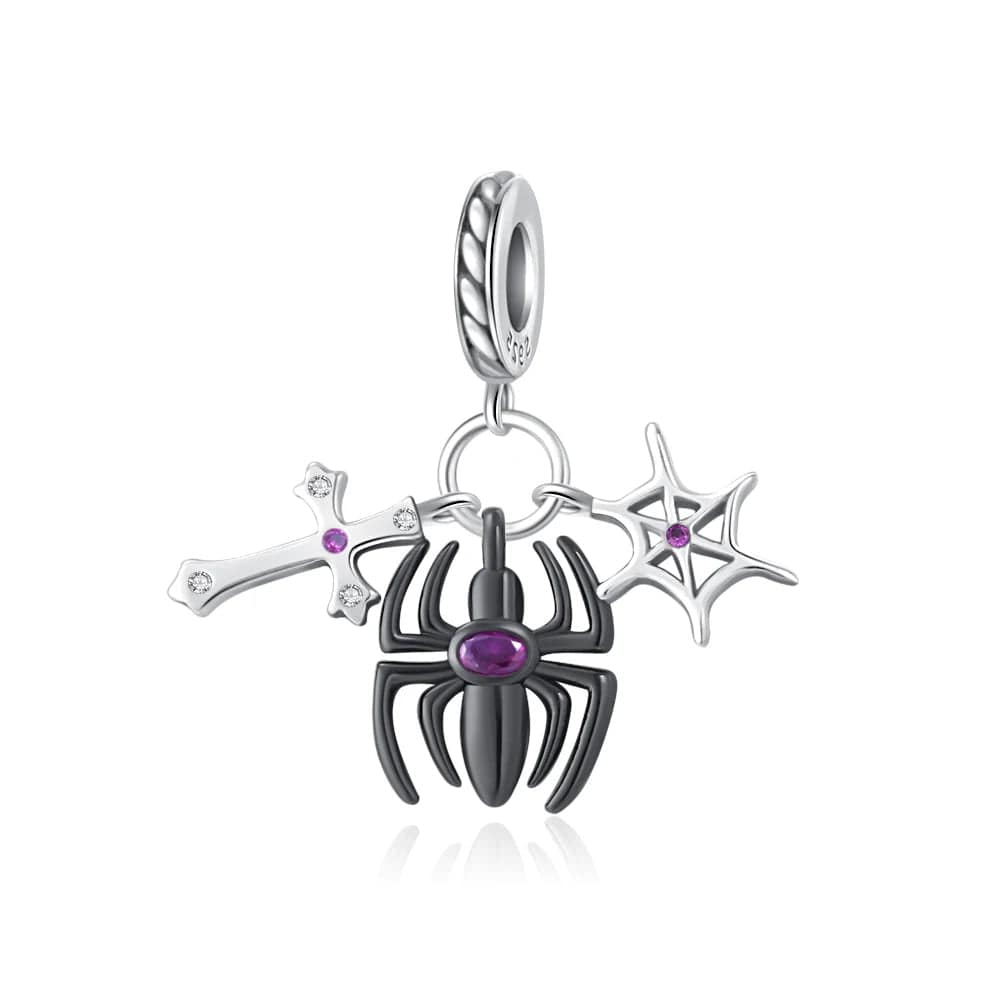 Liora Atelier Gothic Spider Charm with Web and Cross Accents