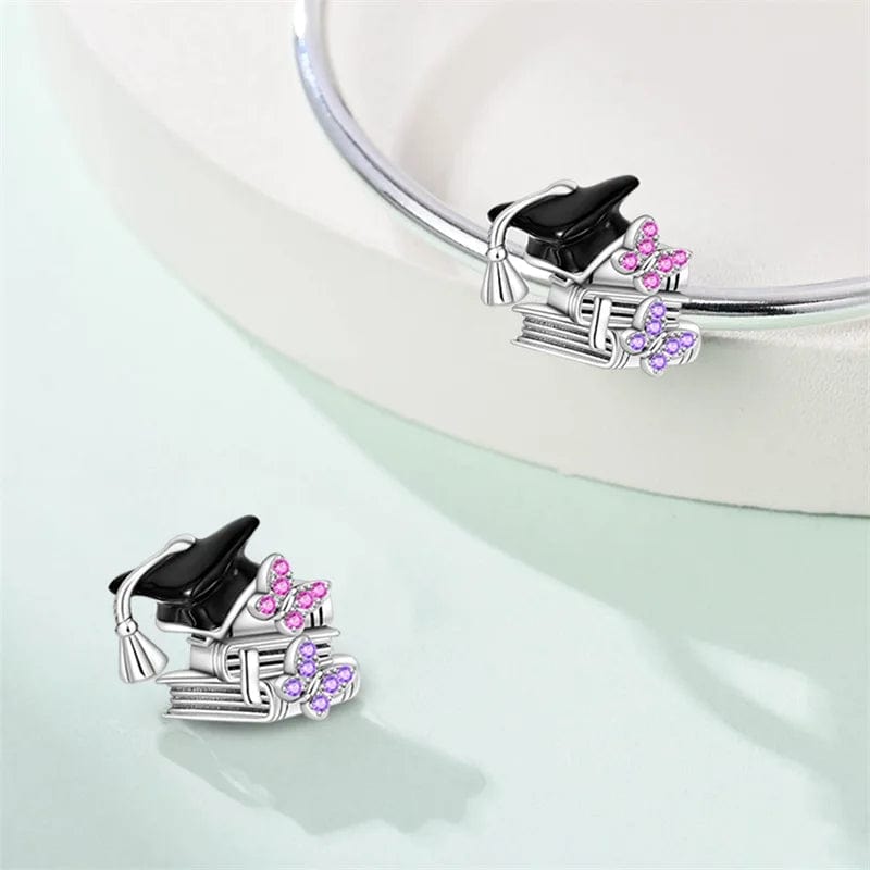 Liora Atelier Graduation Cap & Books with Sparkling Butterflies Charm