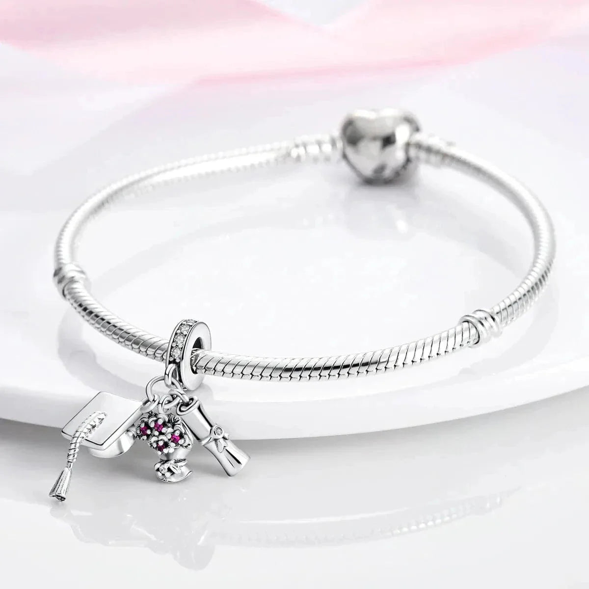 Liora Atelier Graduation Cap, Diploma & Flowers Triple Dangle Charm