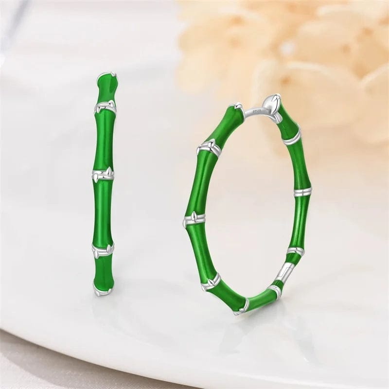 Liora Atelier Green Bamboo Hoop Earrings