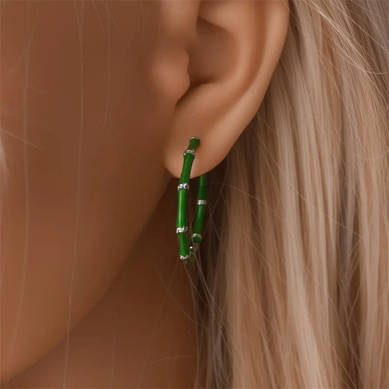 Liora Atelier Green Bamboo Hoop Earrings