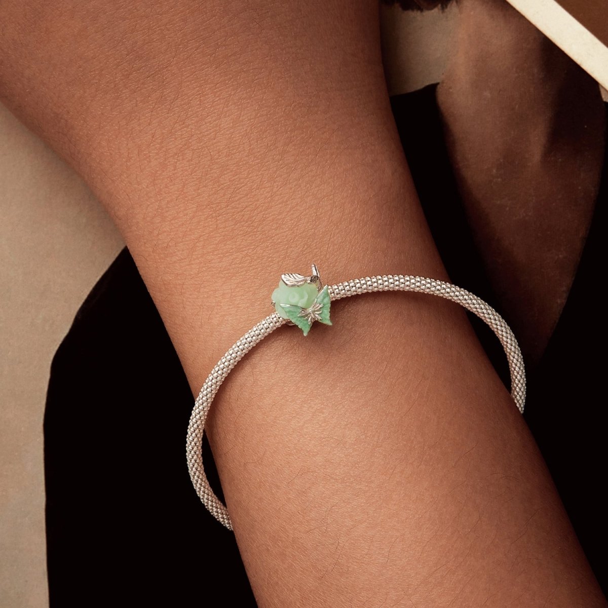 Liora Atelier Green Butterfly & Rose Charm
