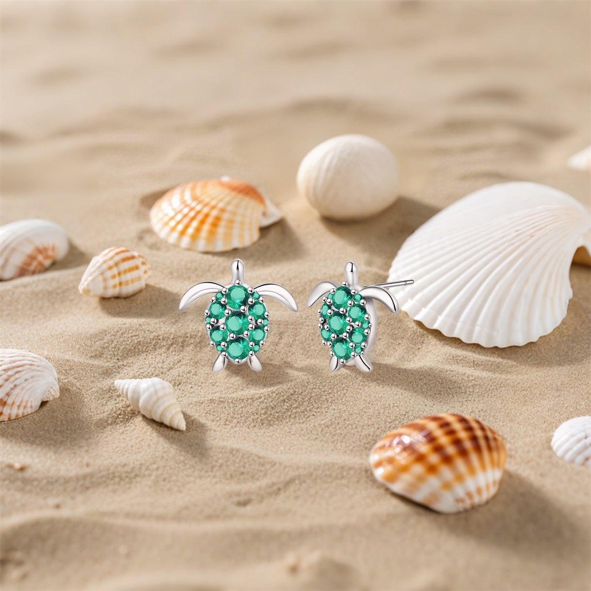 Liora Atelier Green Gem Sea Turtle Stud Earrings