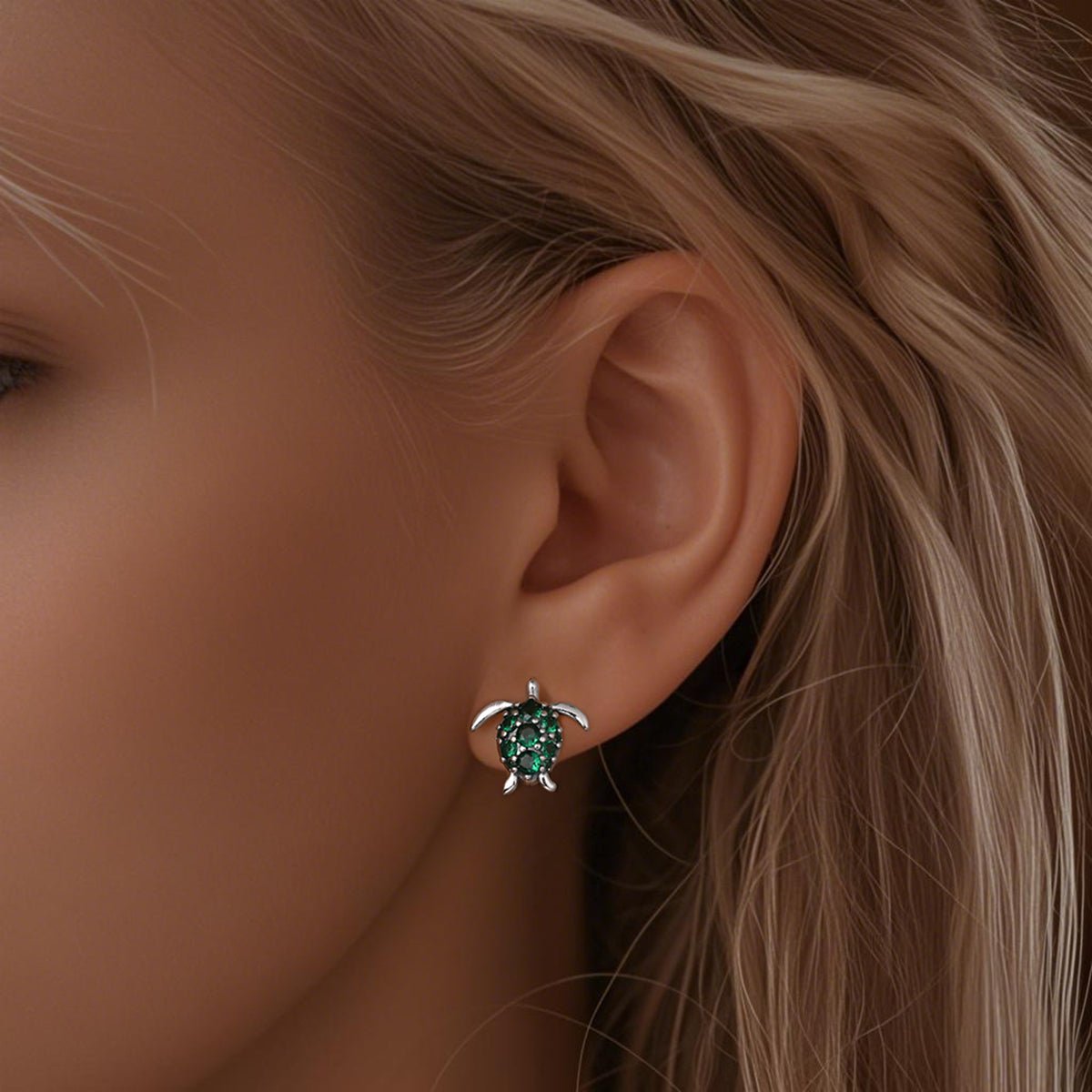 Liora Atelier Green Gem Sea Turtle Stud Earrings