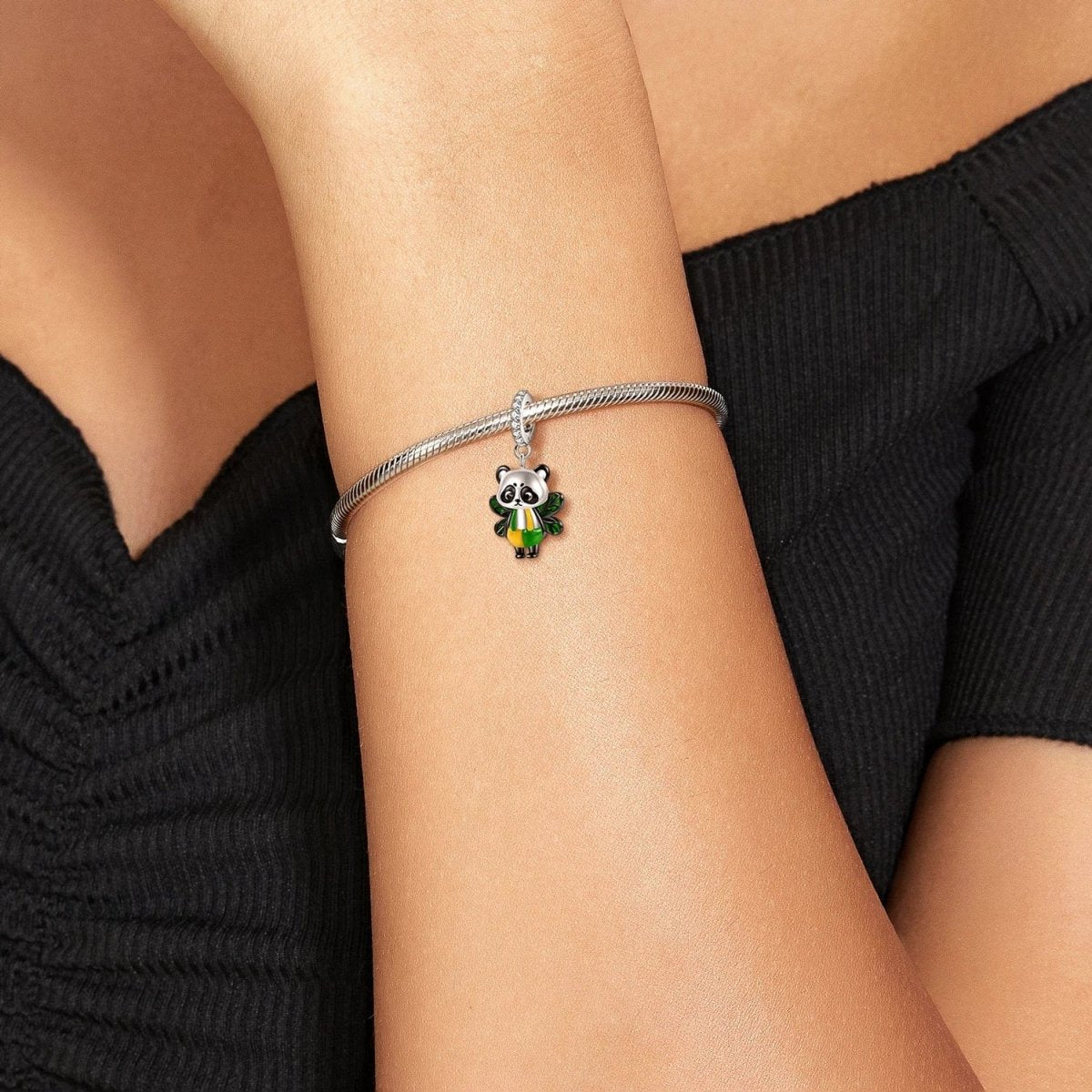 Liora Atelier Green Winged Panda Dangle Charm