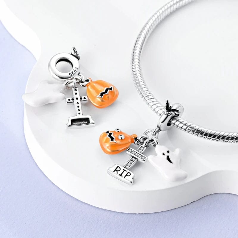 Liora Atelier Halloween Charm with Pumpkin, Ghost, and RIP Tombstone