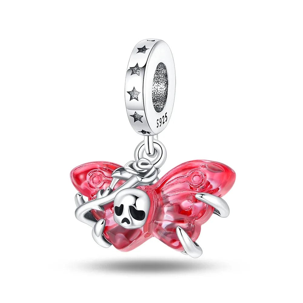 Liora Atelier Halloween Pink Skull Butterfly Dangle Charm