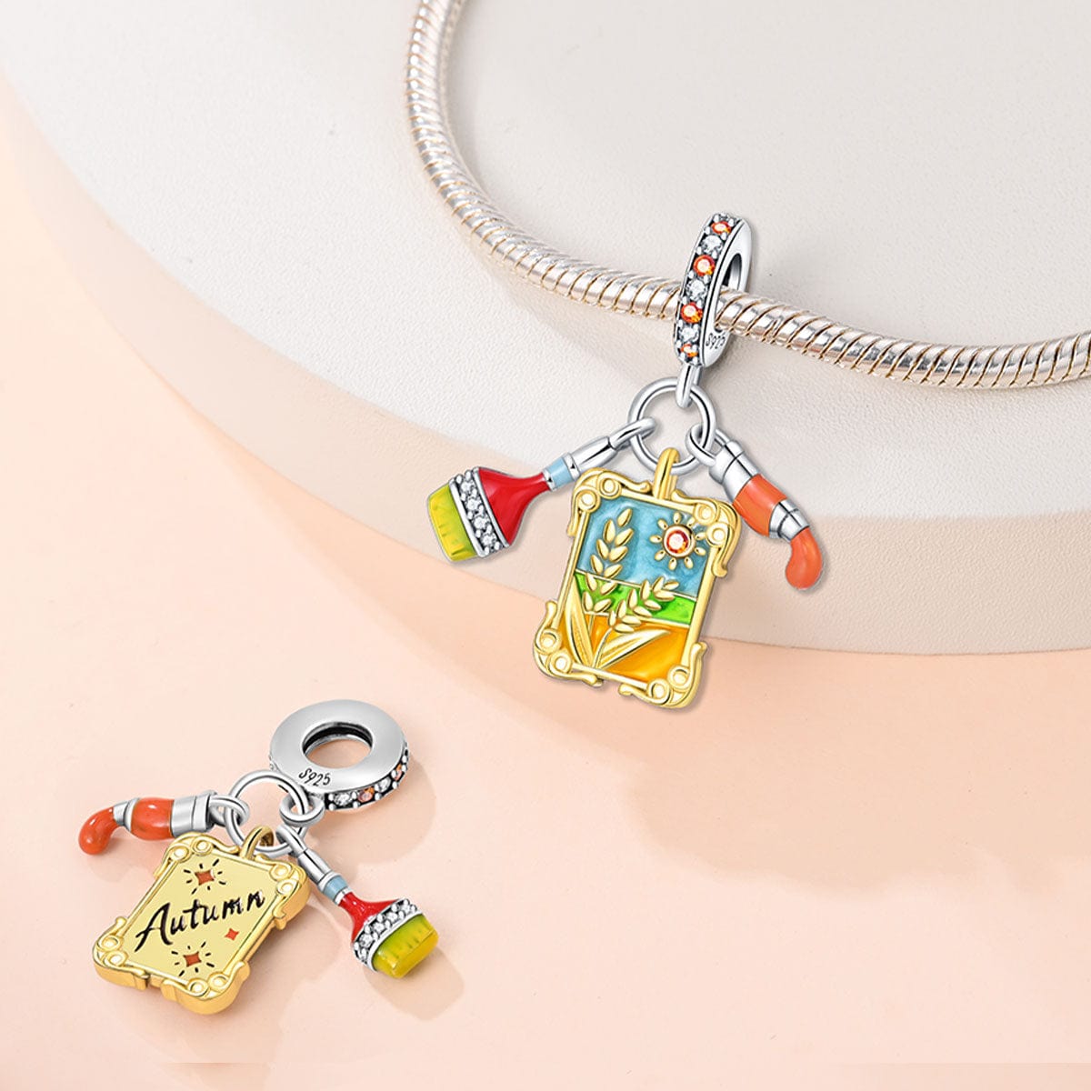 Liora Atelier Harvest - Themed Charm with Paintbrush and Wheat Design