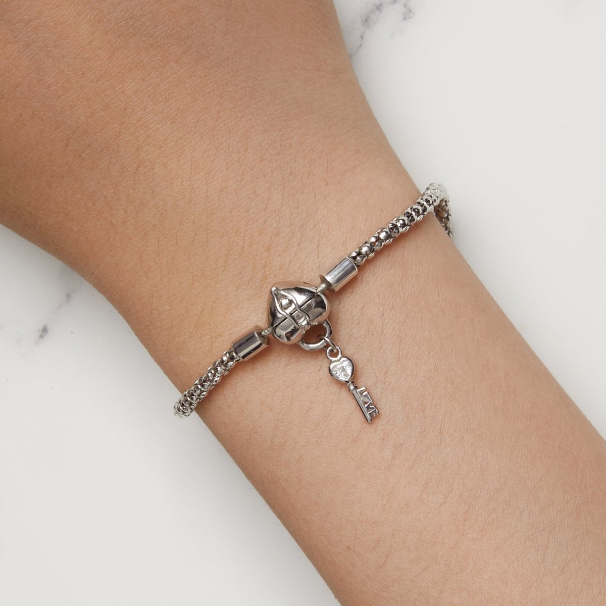 Liora Atelier Heart Lock & Key Charm Bracelet