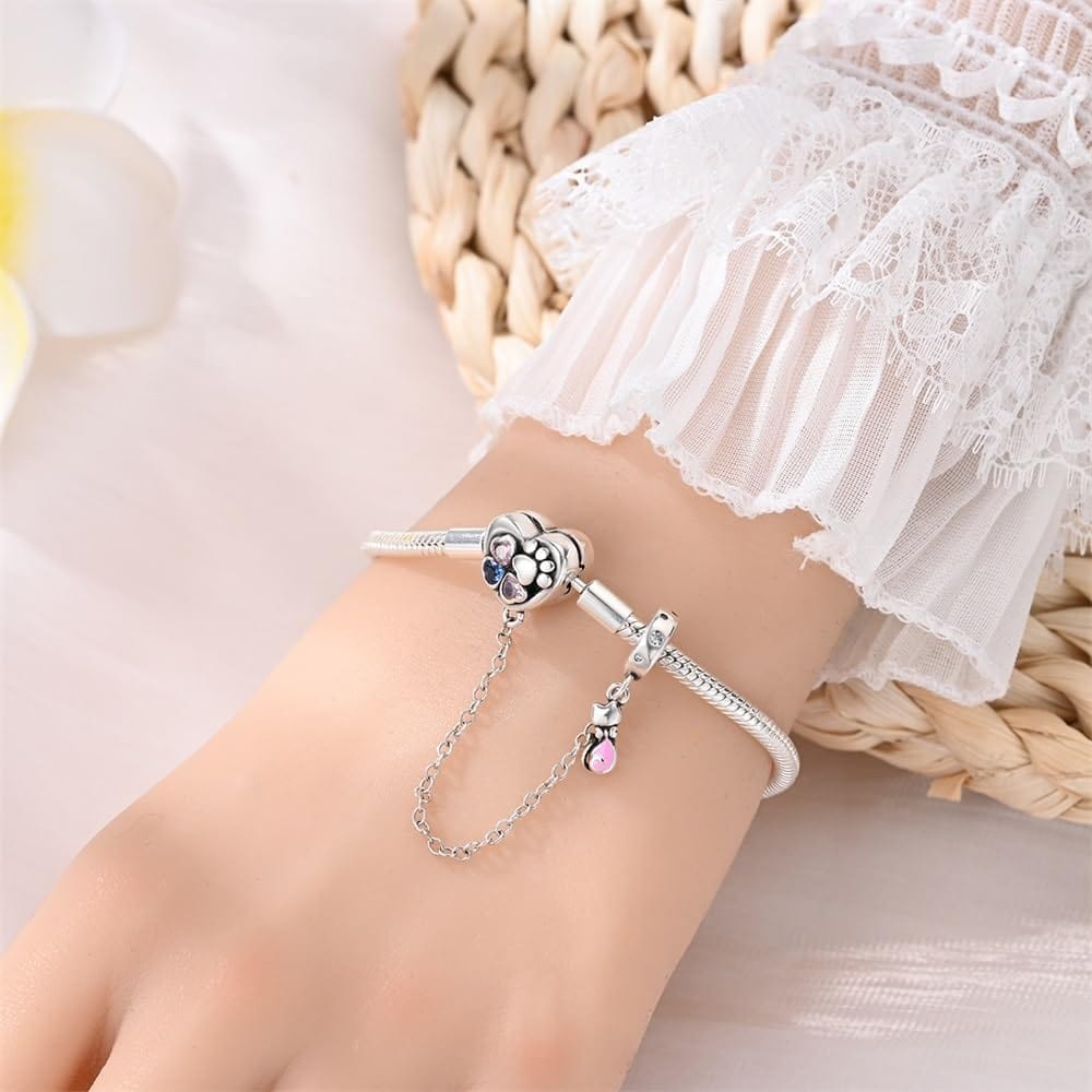 Liora Atelier Heart & Paw Charm Bracelet with Safety Chain