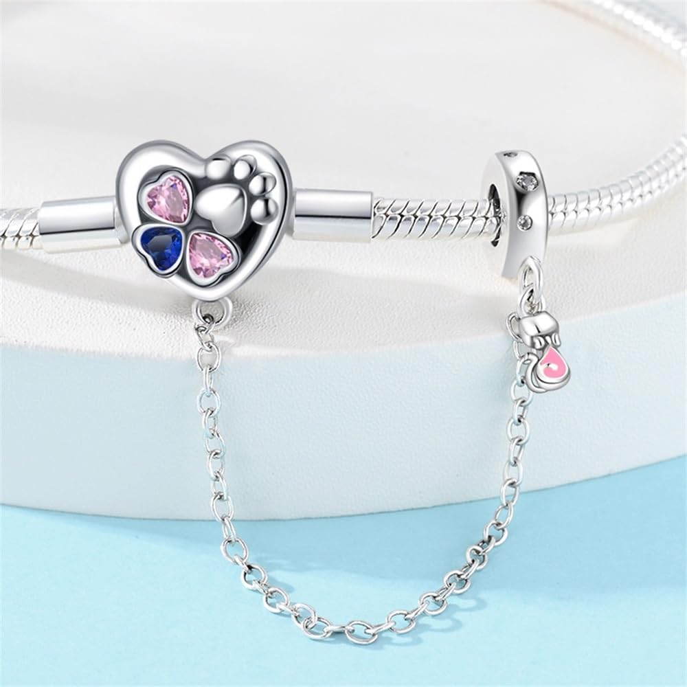 Liora Atelier Heart & Paw Charm Bracelet with Safety Chain