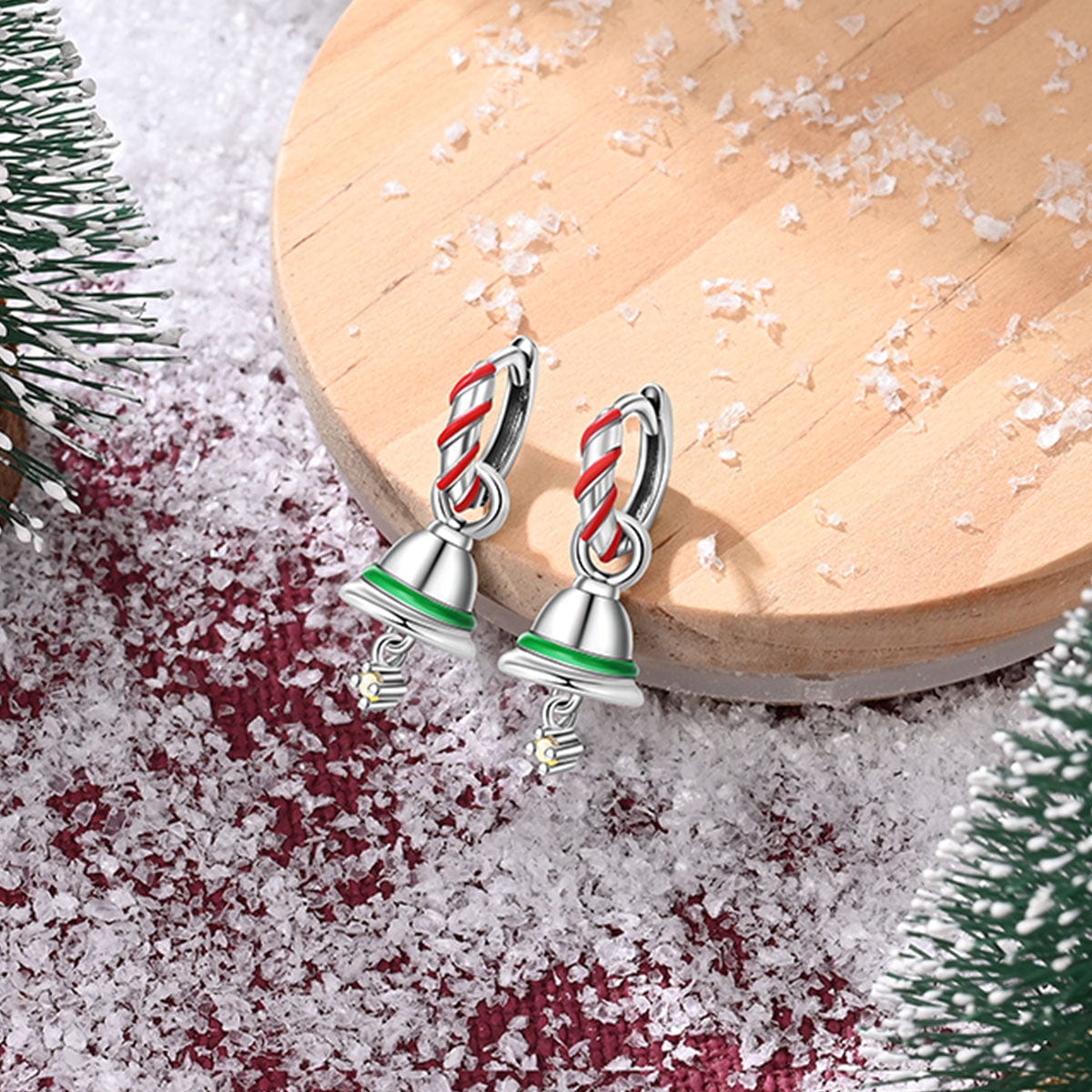 Liora Atelier Holiday Bell & Candy Cane Hoop Earrings