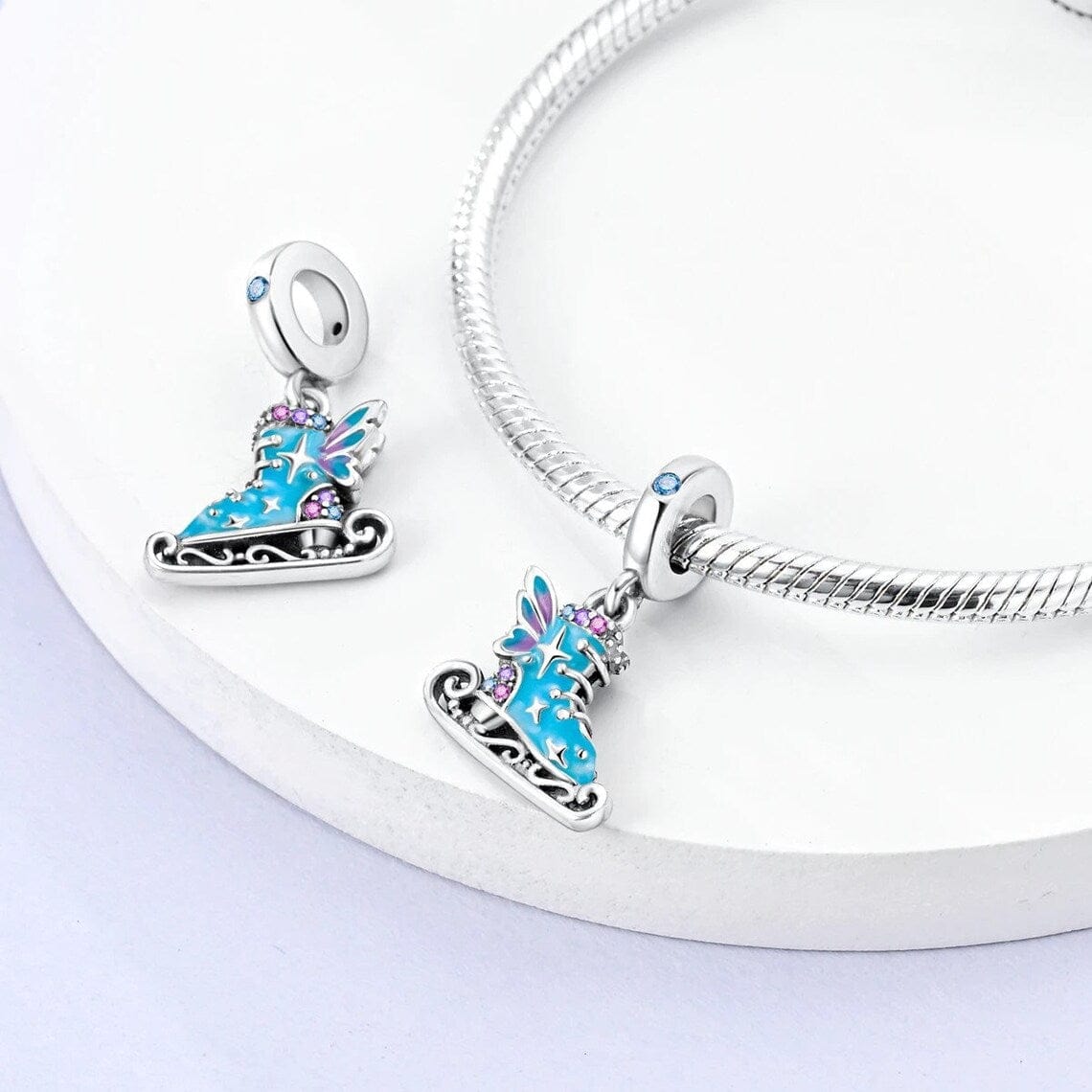 Liora Atelier Ice Skate Charm with Blue Enamel and Crystal Accents