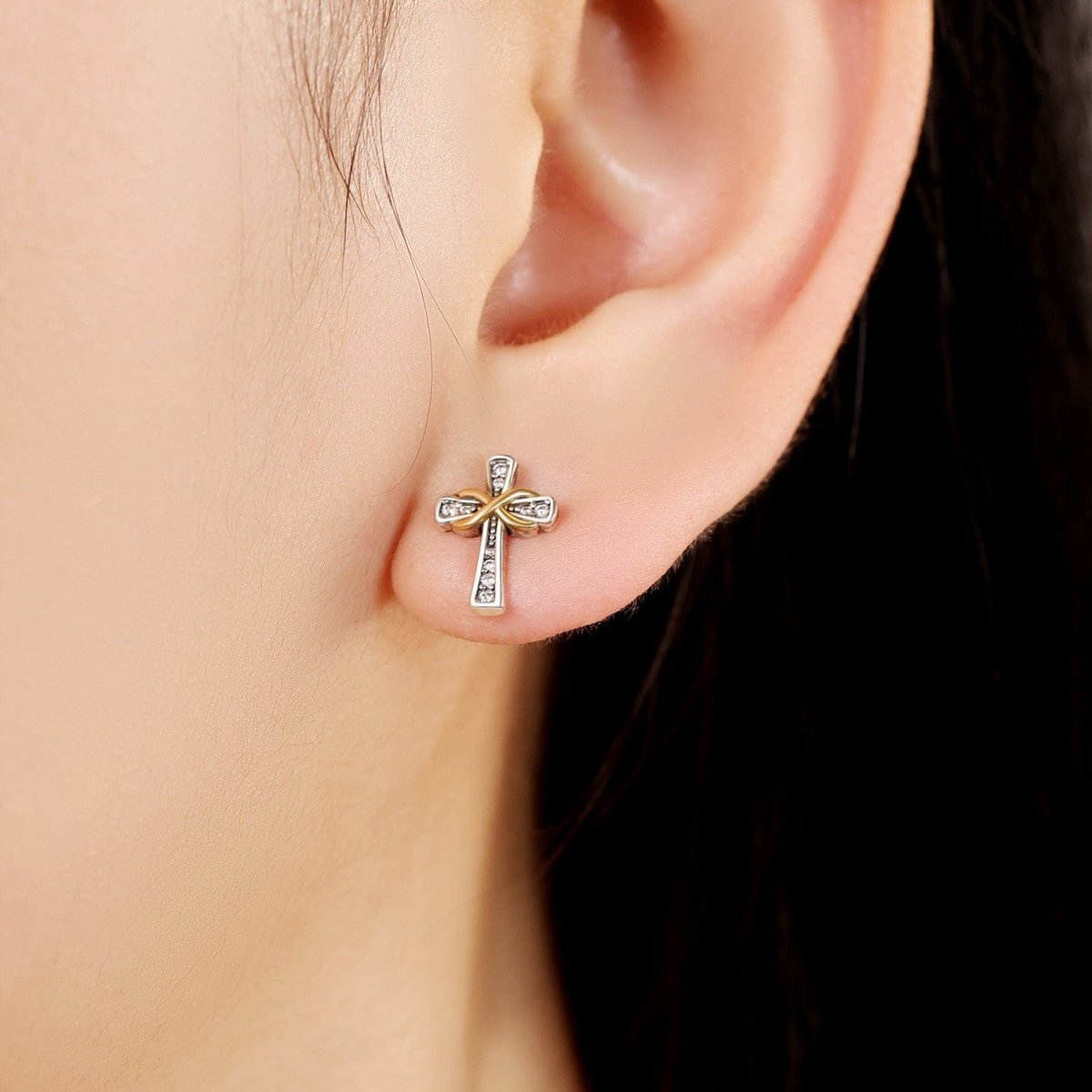 Liora Atelier Infinity Cross Studs with Gold Accents