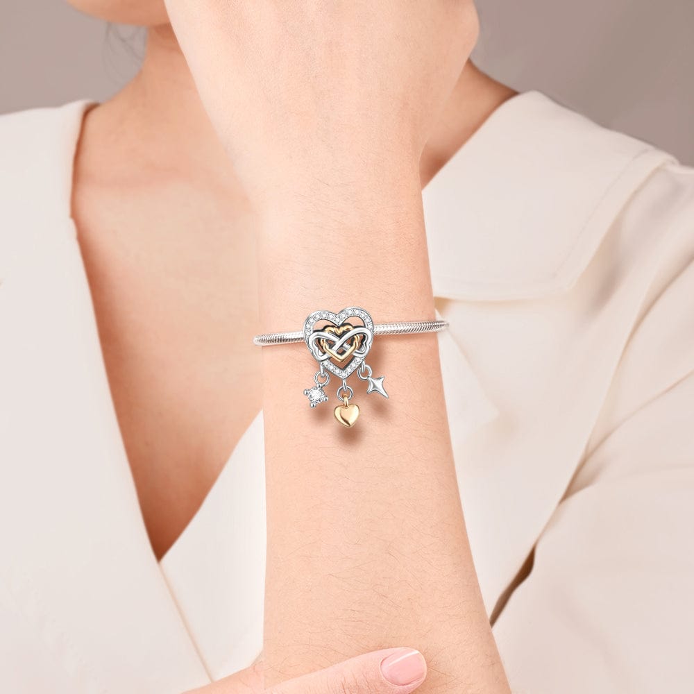 Liora Atelier Infinity Heart Charm with Rose Gold Plated Heart and Crystal Accents