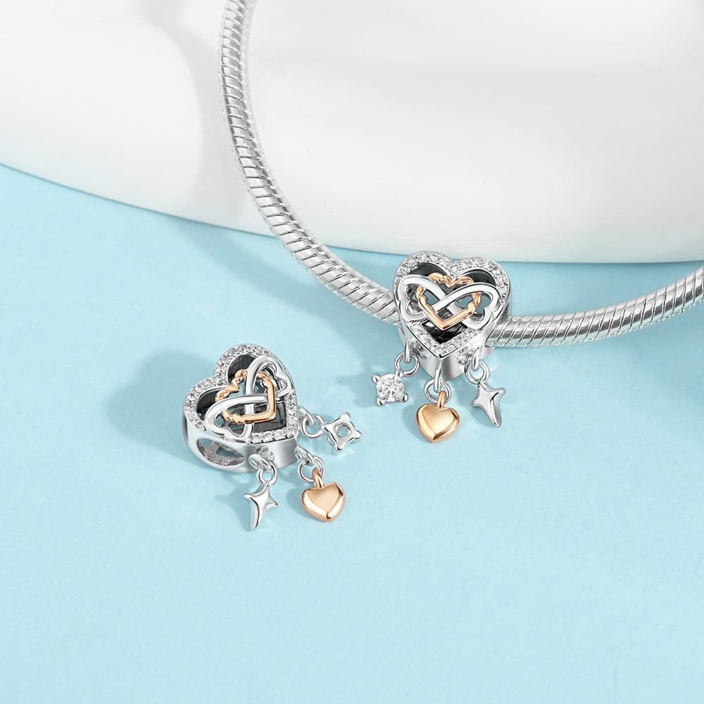 Liora Atelier Infinity Heart Charm with Rose Gold Plated Heart and Crystal Accents