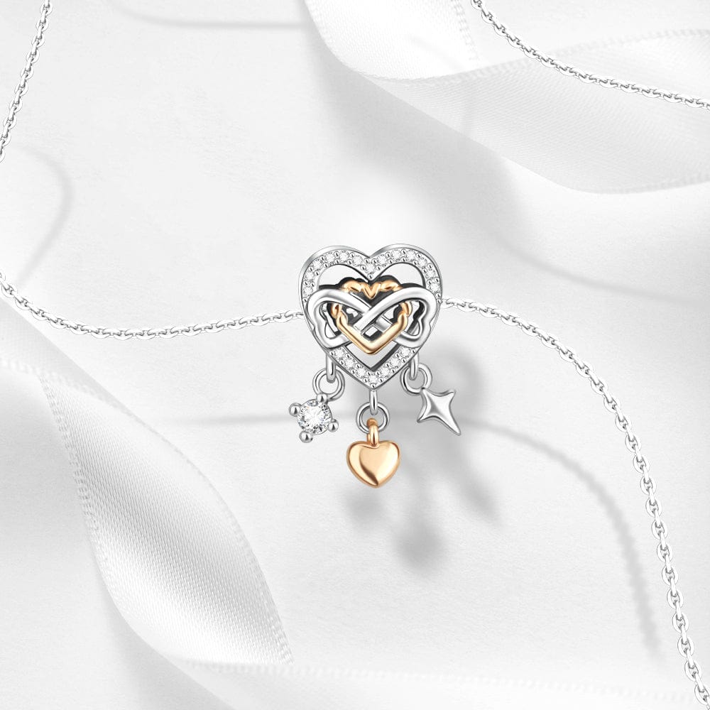 Liora Atelier Infinity Heart Charm with Rose Gold Plated Heart and Crystal Accents